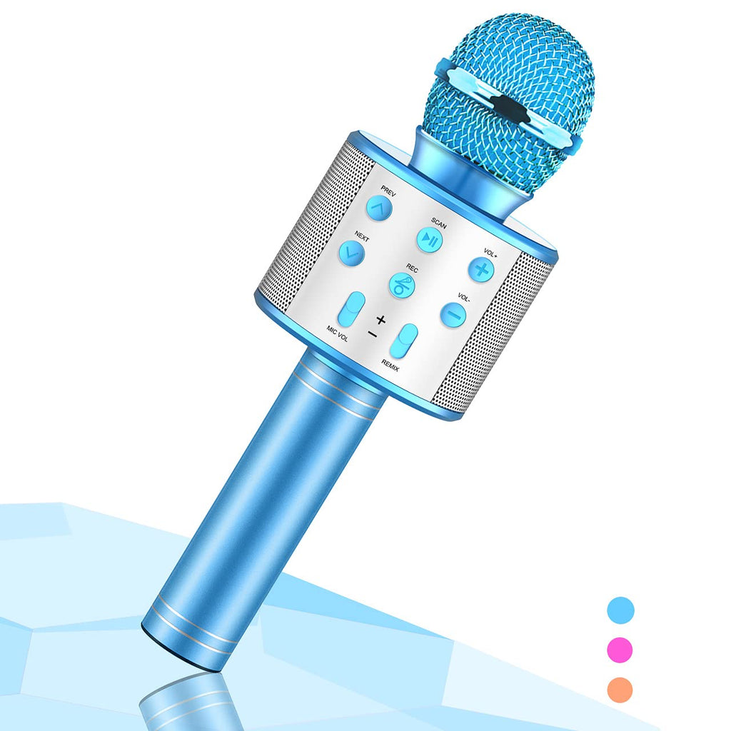  [AUSTRALIA] - Wireless Karaoke Microphone for Kids,Evassal Kids Microphone for Birthday Gifts,Toys for 4-14 Year Old Girls Boys Blue