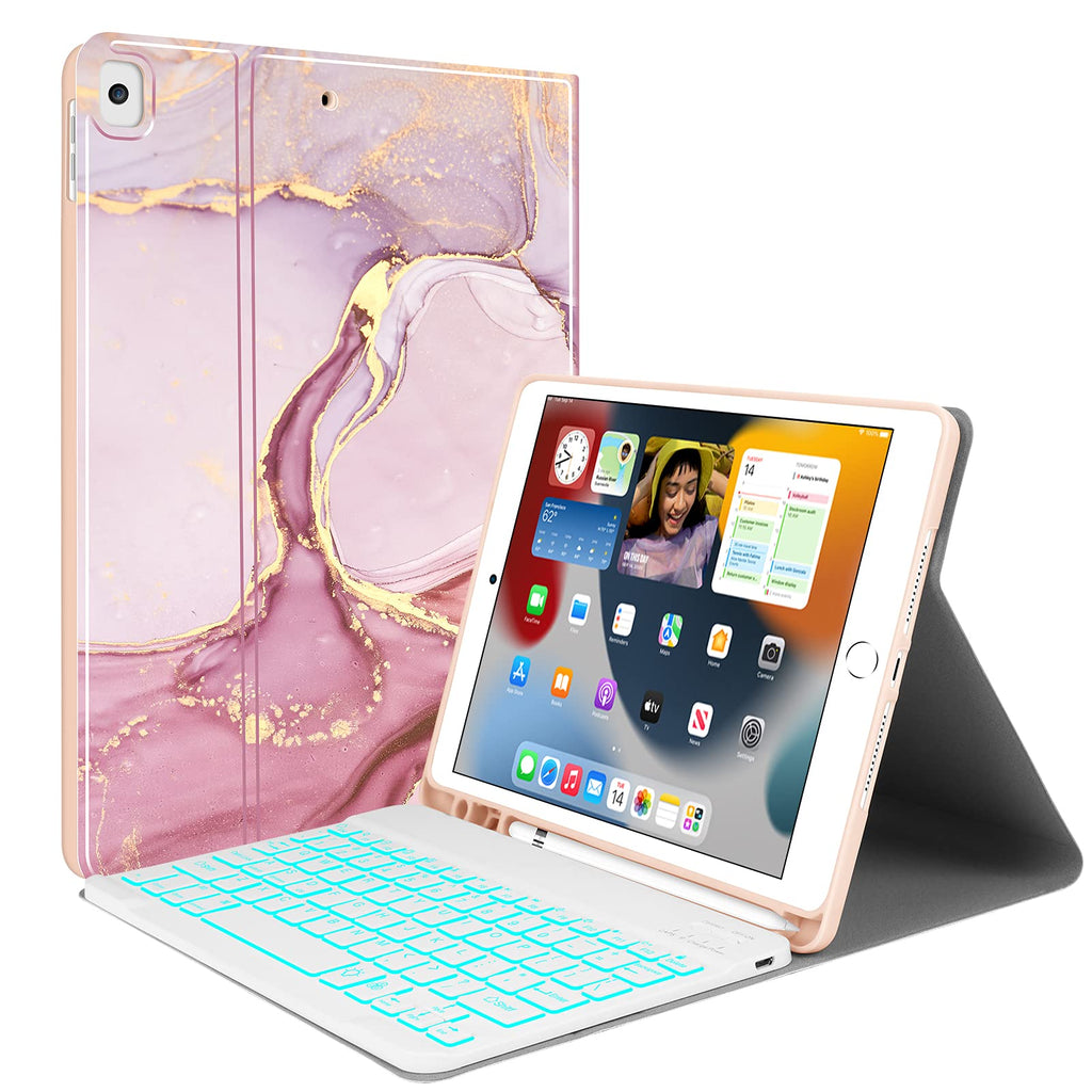  [AUSTRALIA] - Backlit Keyboard Case for iPad 10.2 9th 8th 7th Generation - Wireless Detachable Keyboard Thin Slim Smart Folio Stand Tablet Cover Case for iPad 10.2 Inch/iPad Air 10.5"(3rd Gen)/iPad Pro 10.5", Pink For 10.2/10.5 Backlit