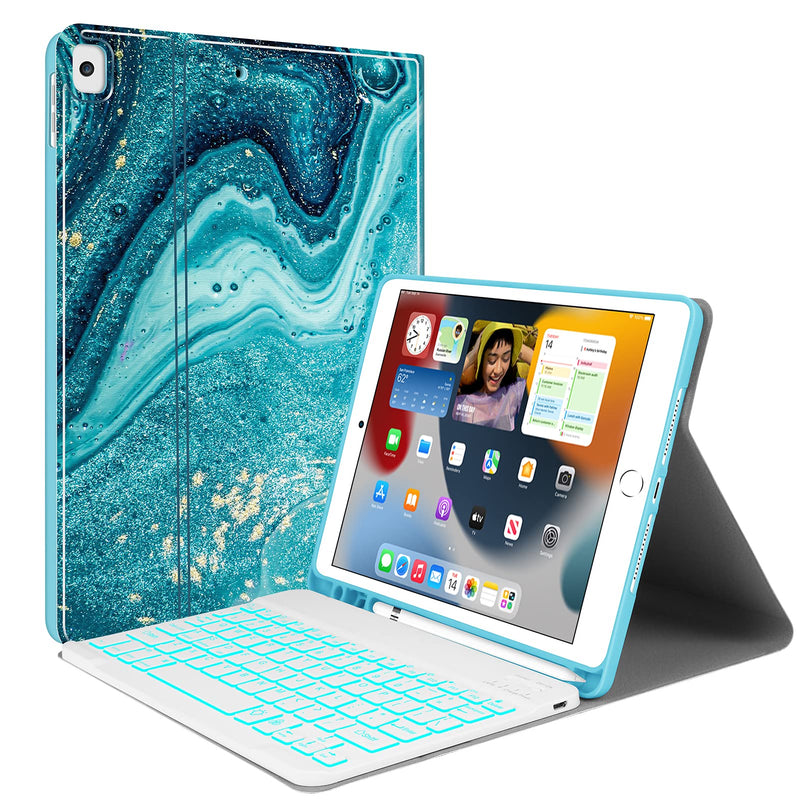 [AUSTRALIA] - Backlit Keyboard Case for iPad 10.2 9th 8th 7th Generation - Wireless Detachable Keyboard Thin Slim Smart Folio Stand Tablet Cover Case for iPad 10.2 Inch/iPad Air 10.5"(3rd Gen)/iPad Pro 10.5", Blue For 10.2/10.5 Backlit 3 Blue