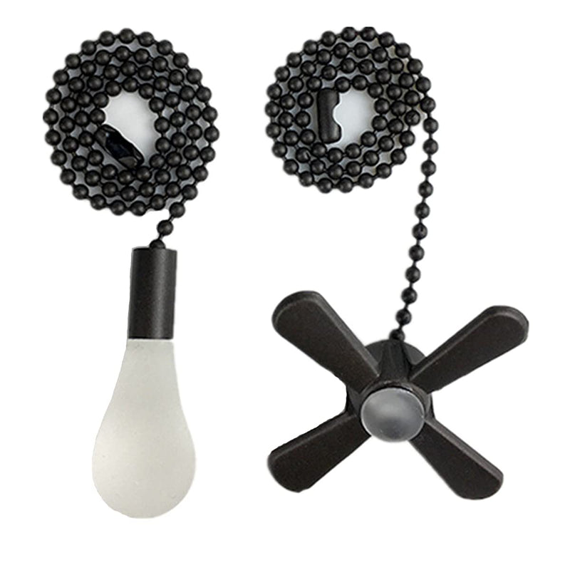  [AUSTRALIA] - AIIGOU Ceiling Fan Pull Chain Set - 13.6 Inches Fan Pull with Ball Chain Connector Included Light & Fan Pulls(Black) Black