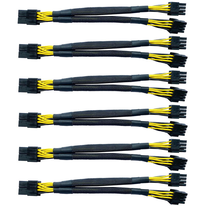  [AUSTRALIA] - Amangny GPU VGA PCI-e 8 Pin Female to Dual 8(6+2) Pin Male PCI Express Adapter Braided Sleeved Splitter Power Cable 9 inch (6 Pack) 6 Pack