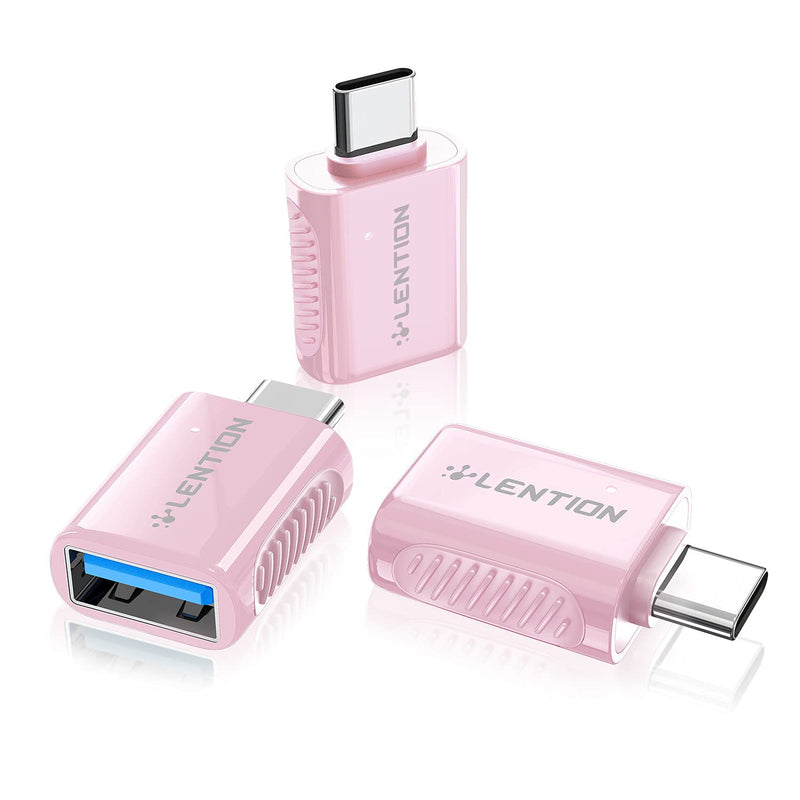 LENTION USB C to USB 3.0 Adapter (3 Pack), Type C Male to USB Female OTG Converter Compatible 2020-2016 MacBook Pro, New iPad Pro/Mac Air/Surface, Chromebook, Phone/Tablet, More (CB-C3s, Pink) - LeoForward Australia