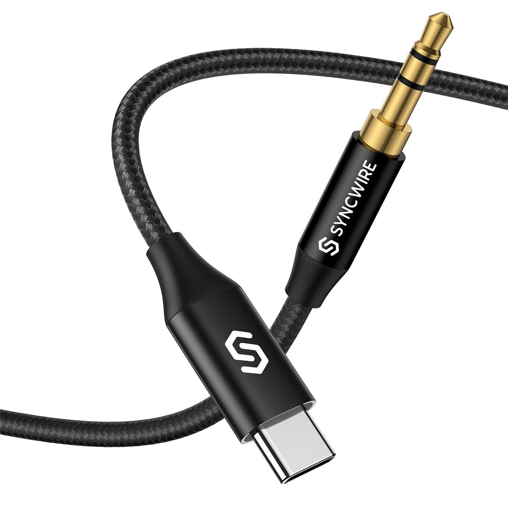  [AUSTRALIA] - USB C to Aux Cord [3.3ft], Syncwire Type C to 3.5mm Male Headphone Car Stereo Audio Jack Cable for Samsung Galaxy S21/S20 Ultra/Note 20/10 Plus, iPad Pro 2018,Google Pixel,Black Black