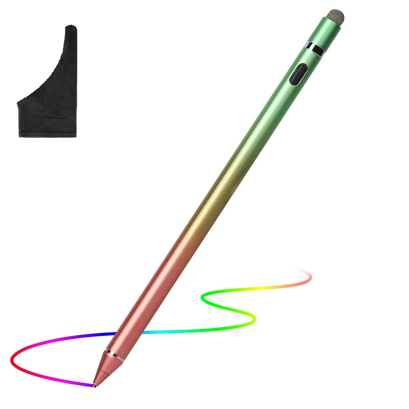 Active Stylus Digital Pen for Touch Screens, Rechargeable 1.5mm Fine Point Stylus Smart Pencil Compatible with Most Tablet with Glove (Rose Red+Light Green) Rose Red+Light Green - LeoForward Australia