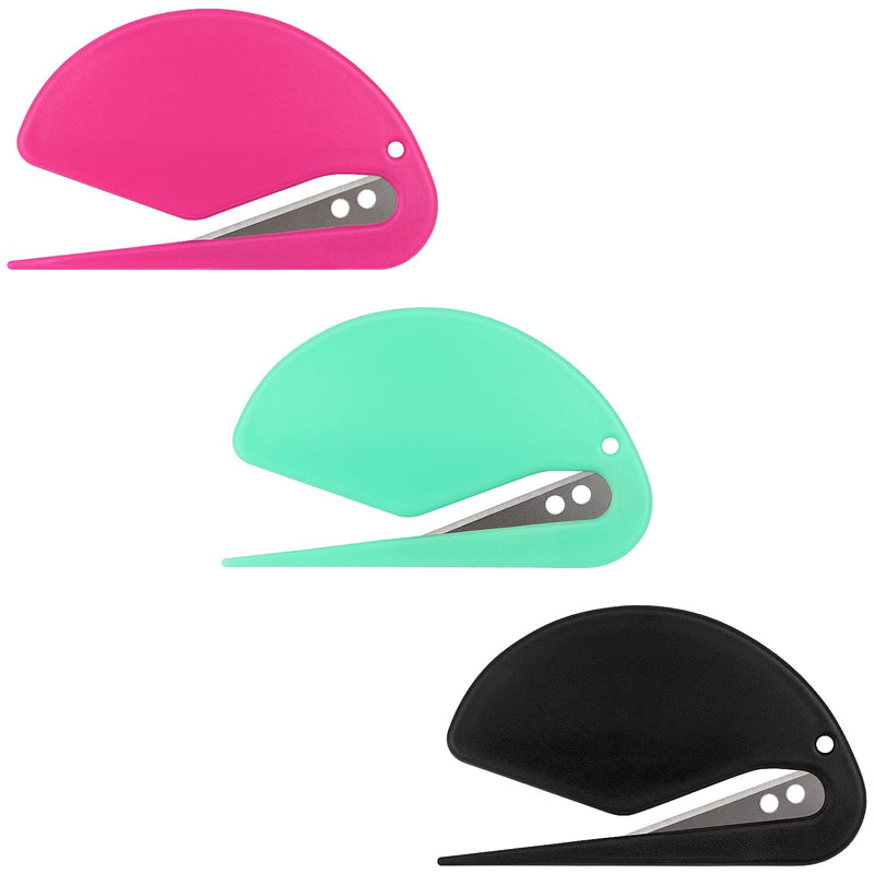  [AUSTRALIA] - Hutou 3 inch Letter Opener Envelope Slitter Set Sharp and Efficient Open Envelopes with Ease, 3 Color (Rose Red/Green/Black)