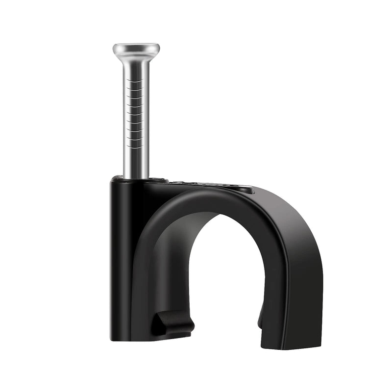  [AUSTRALIA] - ERKXD Cable Clips Black with Steel Nails 10mm Durable Wire Clips to Wall, Black Round Cable Nail Clips (Black 0.39in/10mm)