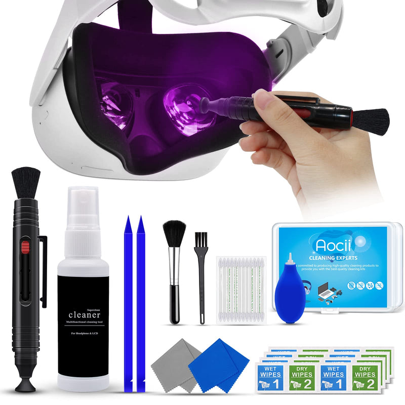  [AUSTRALIA] - VR Headset Cleaning Kit, VR Lens Cleaner, Lens Pen Cleaner Kit for Meta Oculus Quest 2/Hololens 2/Xbox/PS4/Wii, Cleaning kit for Camera Game Controller VR Accessories, Phone Cleaning Kit, AR Cleaner black
