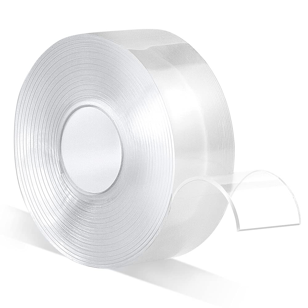  [AUSTRALIA] - Double Sided Adhesive Tape – 1 inch 10ft Removable Strong Adhesive Mounting Tape No Residue Transparent Tape for Fixing Carpets/Paste Items/Craft Wall Mounting, Household (Pack of 1 Roll) size-1"
