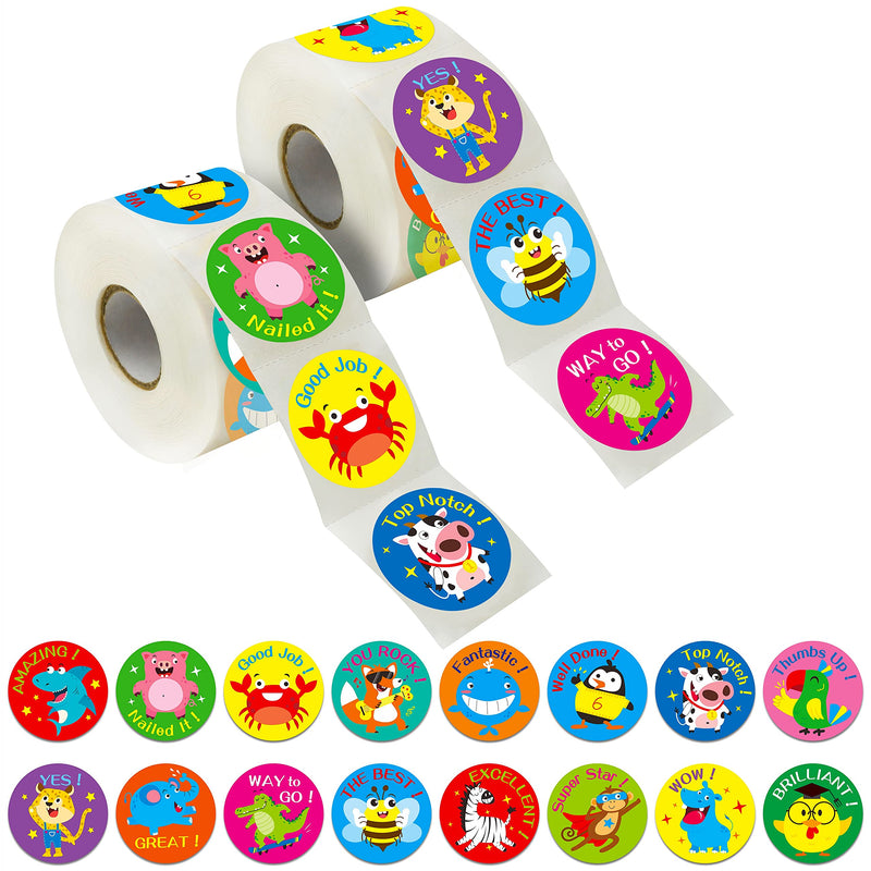  [AUSTRALIA] - 600 Incentive Stickers Adorable Round Animal Encouraging Stickers Teacher Reward Motivational Sticker in 16 Designs with Perforated Line (Each Measures 1.5" in Diameter) Cartoon Animal