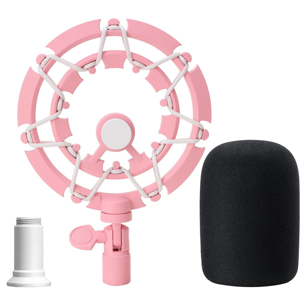  [AUSTRALIA] - Pink Shock Mount and Pop Filter compatible with Razer Seiren X Mic Boom Arm Stand, Compatible for Razer Seiren X Microphone by YOUSHARES（Pink）