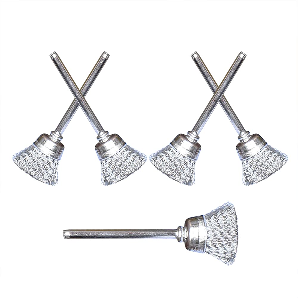  [AUSTRALIA] - Albedel 5 pcs Stainless Steel Wire Brushes Bowl-Shaped Wheels Polishing 1/2" Dia w/Shank 1/8" for Rotary Tools