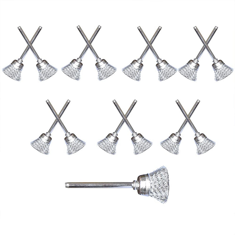  [AUSTRALIA] - Albedel 15 pcs Stainless Steel Wire Brushes Bowl-shaped Wheels Polishing 1/2" Dia w/Shank 1/8" for Rotary Tools