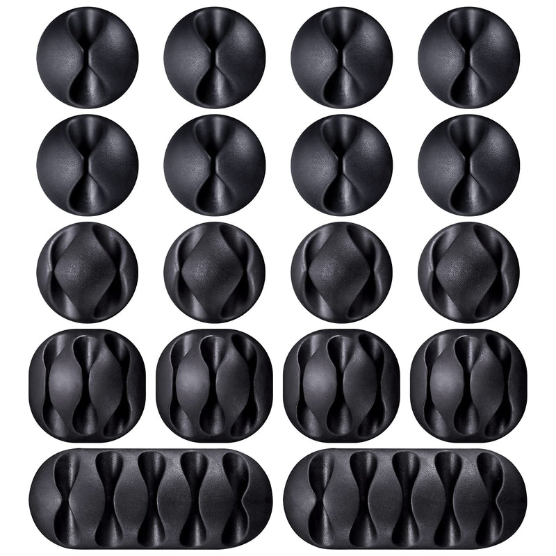  [AUSTRALIA] - Hutou 18 Pack Cable Clips Self Adhesive Cord Holders Ideal Cable Cords Management for Organizing Cable Wires Home, Office, Car, Desk Nightstand (18-Black)