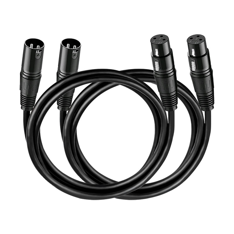  [AUSTRALIA] - XLR Cable, VANDESAIL 3ft 2 Pack Microphone Cable, XLR Male to Female Balanced Microphone Cord 3 pin, Short 3 Foot Mic Cords, XLR Audio Mic Extension Patch Cable 3 feet (3 Foot, Black)