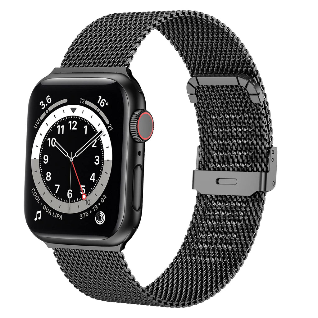 Dsytom Bands Compatible with Apple Watch Band 38mm 40mm 42mm 44mm, Stainless Steel Milanese Mesh Loop Band Metal Strap Replacement Compatible for iwatch Series 6 /5 /4/ 3 /2 /1/ SE Women Men -Multi Color Black 38mm/40mm - LeoForward Australia