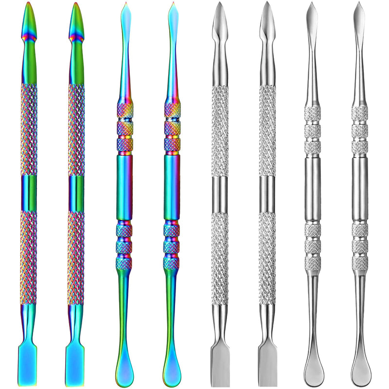  [AUSTRALIA] - 8 Pieces/ 2 Styles Rainbow Wax Carving Tool Stainless Steel Sculpture Tool Engraving Wax Tools Wax Engraving Tool for DIY Wax Oil Candle Statuary Clay Crafts Making