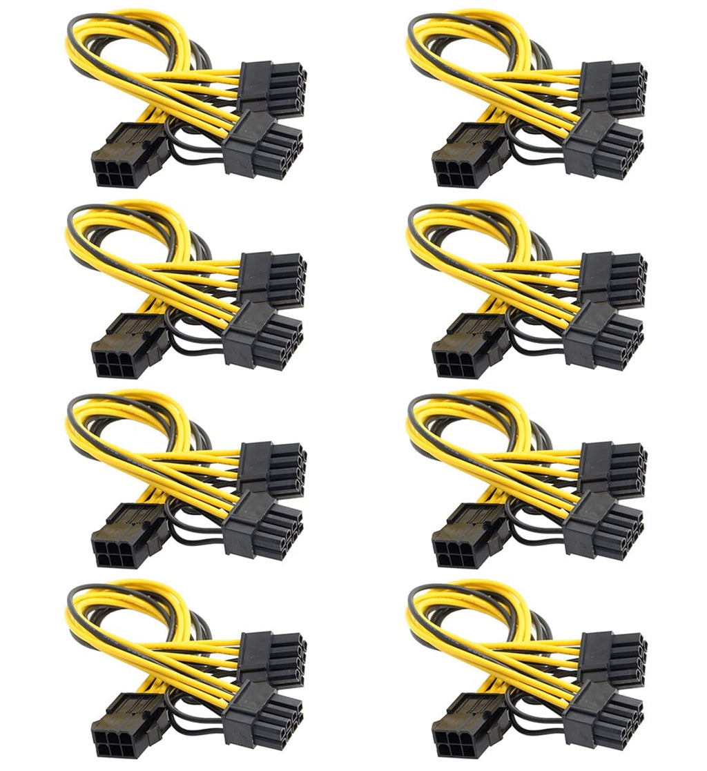  [AUSTRALIA] - 8Pack 6-pin to Dual 8 (6 + 2)-pin PCIe Adapter Power Cord, Motherboard Graphics Video Card PCI Express Power Adapter GPU VGA Y-Splitter Extension Cable Mining Video Card Converter Cable 8 Pack 6 Pin to Dual 8 Pin