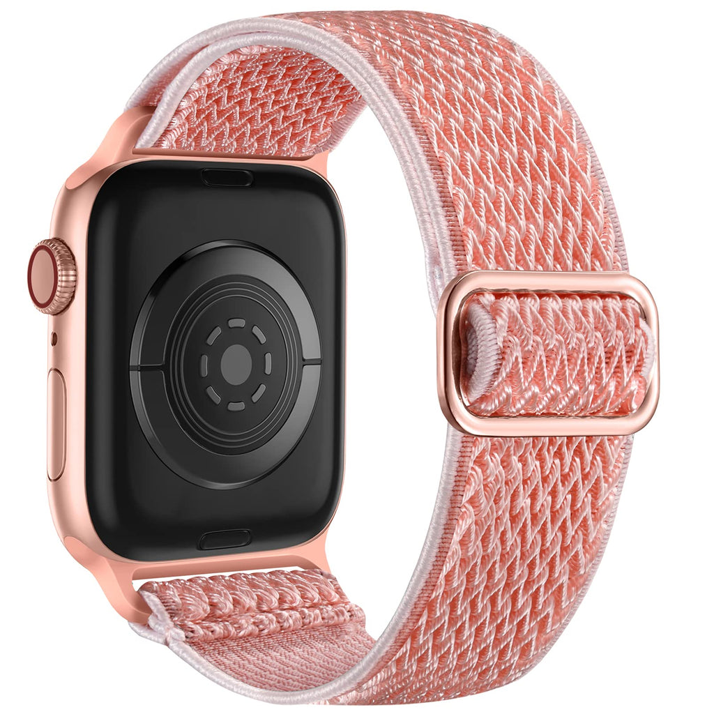 Lerobo Stretchy Solo Loop Bands Compatible with Apple Watch Band 40mm 38mm 44mm 42mm Women Men,Soft Adjustable Elastic Braided Nylon Bands for Apple Watch SE iWatch Series 6,Serise 5 4 3 2 1 Pink Sand A Pink Sand 38mm/40mm - LeoForward Australia