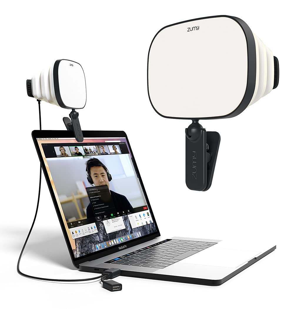  [AUSTRALIA] - Zumy Laptop Video Light with Padded Computer Clip, Portable, USB Powered with 4 Light Levels, Designed for Video Conference Lighting