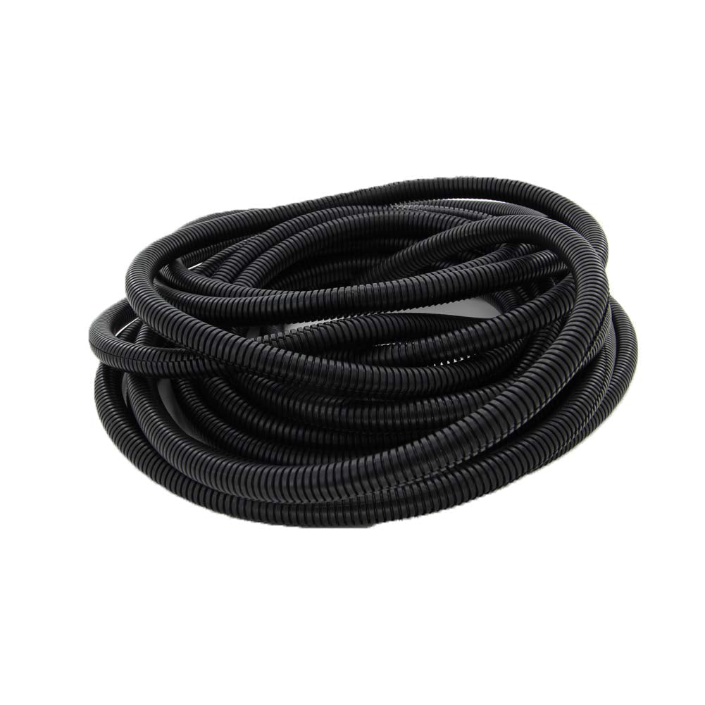  [AUSTRALIA] - Bettomshin 1Pcs 16.4Ft Length 0.47Inch ID Corrugated Tube, Wire Conduit, Split Flexible Bellows Tube Pipe Polypropylene PP for Cord Management Fixed Black
