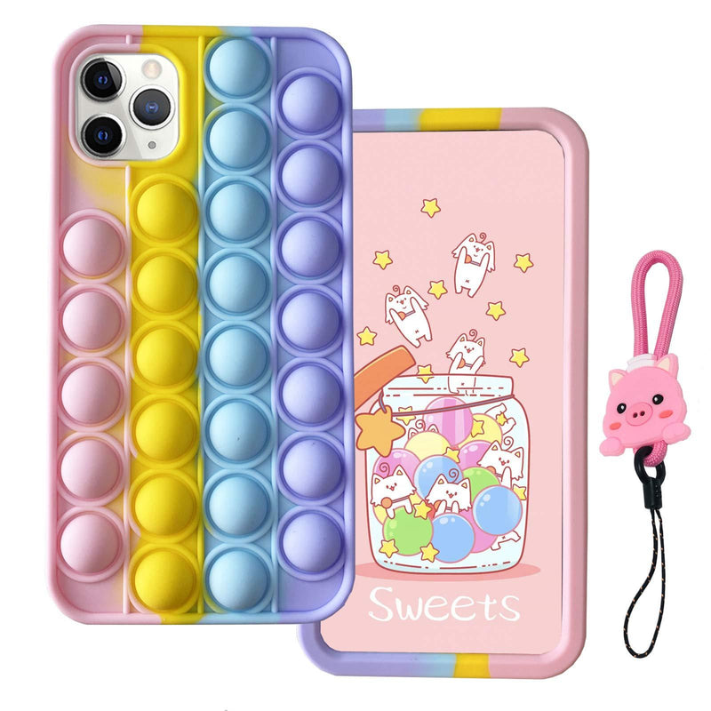  [AUSTRALIA] - MME Fidgets Toy Case for iPhone 4 / 4S - Cute Push Pop Bubble Sensory Fidget Toy 3D Cartoon Soft Silicone Stress Reliever Toy for Women Girls Teens Kids (Multicolor, 4) Multicolor