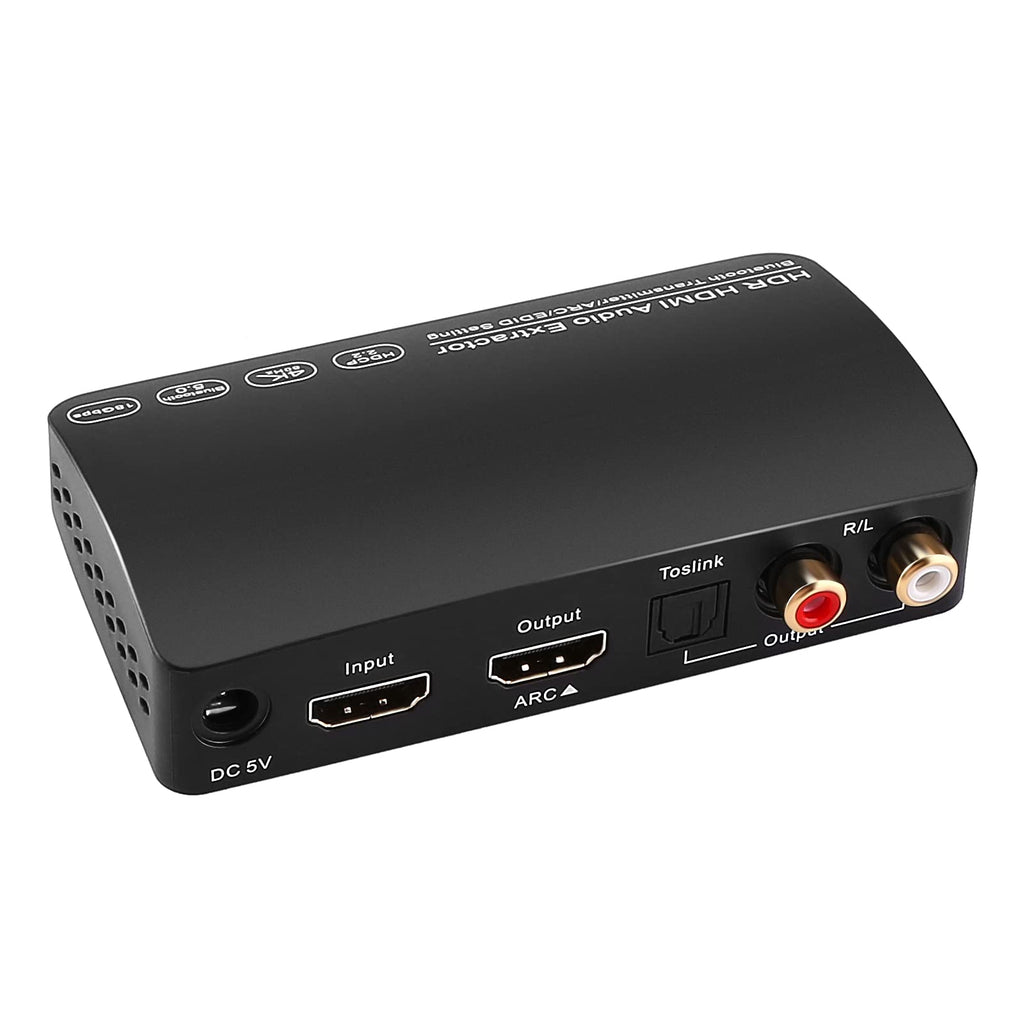  [AUSTRALIA] - 4K@60Hz HDMI2.0 Audio Extractor Converter with Bluetooth Transmitter, HDMI to HDMI Audio Splitter and Optical Toslink SPDIF + L/R Stereo HDMI ARC Adapter Converter Support HDR10