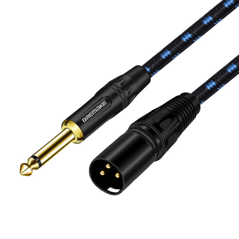  [AUSTRALIA] - DREMAKE TS 1/4 Inch Male to XLR Male Unbalanced Cable, 10 Foot Jack 6.35mm Mono to XLR Mic Cable, Quarter Inch TS to XLR Interconnect Cord for E-Drum, Power Amplifier, E-Piano, Effect Pedal and More 10FT/3M