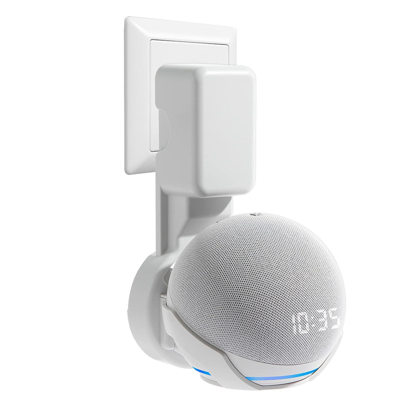  [AUSTRALIA] - ZUOLACO Dot 4th/5th Generation Wall Mount Holder, All New Dot 4 Gen Outlet Hanger, Smart Speaker Stand, Space-Saving Accessories, Built-in Cable Management Shelf, White… 1 Pack,White