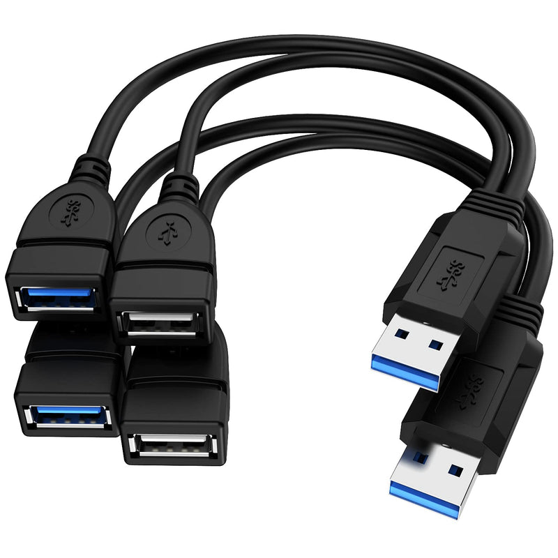  [AUSTRALIA] - Eanetf USB 3.0 Female to Male Splitter Cable(2pack),USB 3.0 Female to Dual USB Male 1 to 2 Sync Data Charging Converter Y Extension Cable Cord for PC/Car/Laptop/U Disk/Network Card/Hard Disk etc.