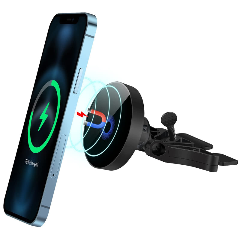  [AUSTRALIA] - Piosoo 15W Magnetic Wireless Car Charger CD Slot Mount for iPhone 13/13 Pro/13 Pro Max/13 mini/12/12 Pro/12 Pro Max,Powerful Suction Auto-Alignment Mag-Safe Car Mount, Compatible with Mag-Safe Cases