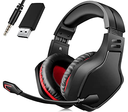  [AUSTRALIA] - Wireless Headset with Microphone, BEAVIIOO 2.4G Gaming Headset for PC/PS4/PS5/-50 Hours, Headphones Gamer with USB Port, Wired Mode for Xbox/Switch, Bluetooth Mode for Phone/TV 2.4GHz Wireless+Bluetooth
