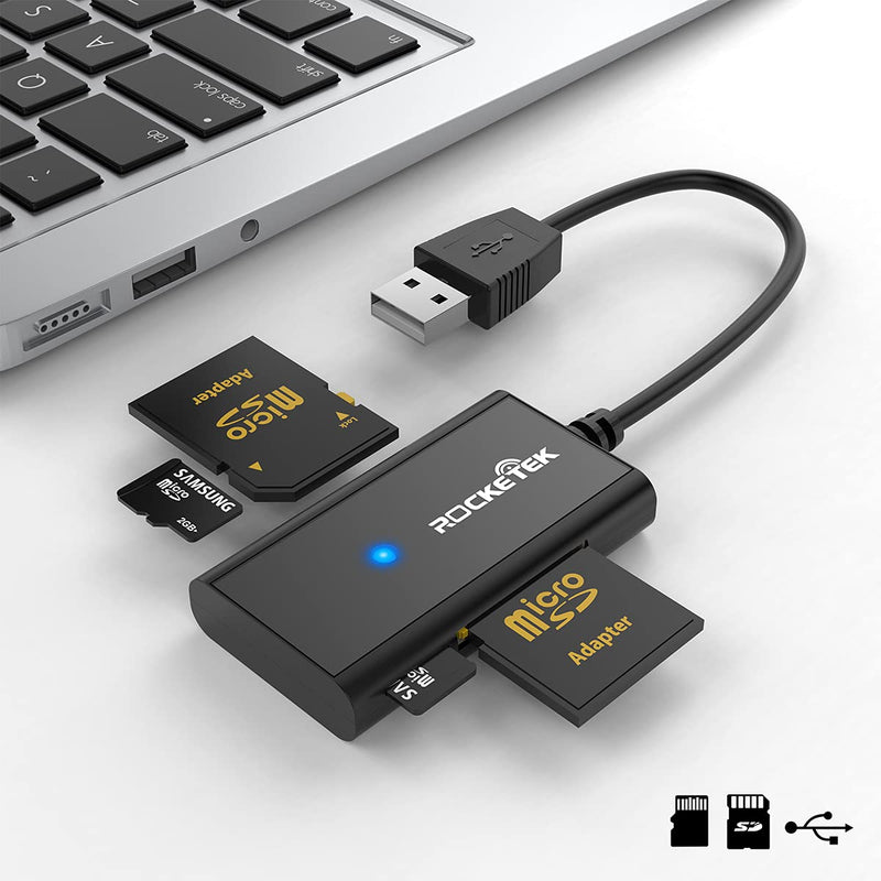 Rocketek USB 3.0 4-in-1 Flash SD Card Reader,Memory Card Adapter with SD/Micro SD/SDXC/SDHC/MMC/RS-MMC/Micro SDXC/UHS-I for Mac Windows Linux Chrome Read 2 Different Memory Cards Simultaneously - LeoForward Australia