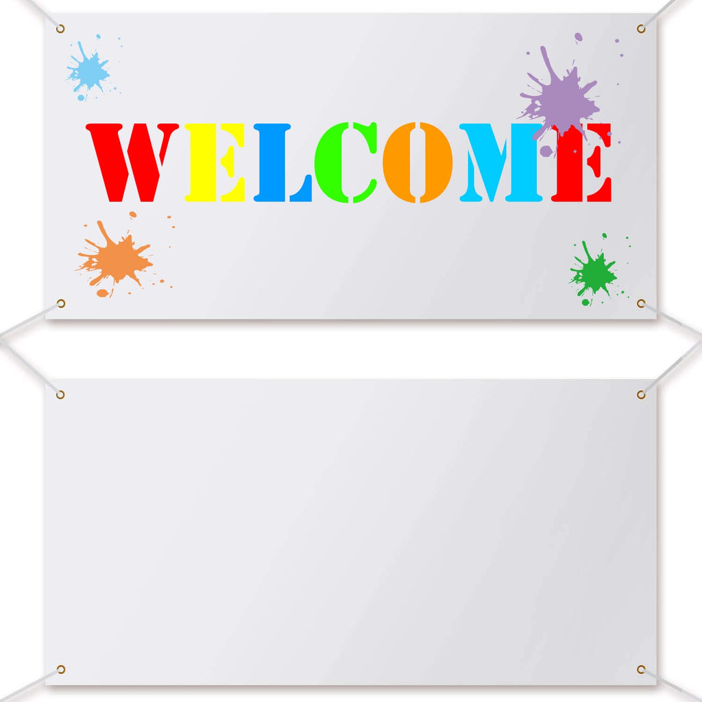 [AUSTRALIA] - MiDube Banners and Signs Customize Paintable Writing Blank White Cloth Flag Oxford Welcome Banner Indoor Wall Outdoor Display Parade Party DIY for Home Office Business Decorate 4 x 2 Feet