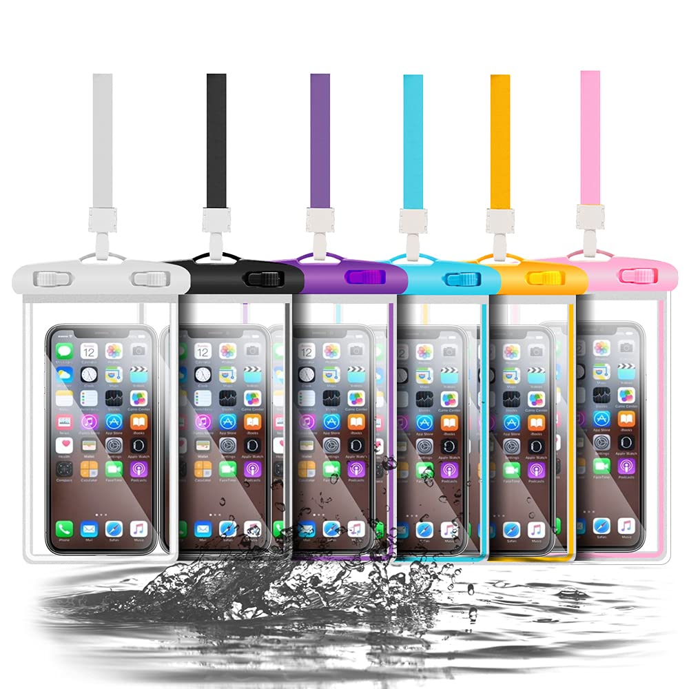  [AUSTRALIA] - 6pcs Universal Waterproof Phone Pouch, Cellphone Dry Bag IPX8 Underwater Waterproof Case Compatible with iPhone 12/11 Pro Max/Pro/8 Plus, Galaxy S21/S20/S10/Note 20/10/9, Plus Phones up to 6.8"