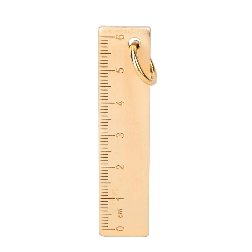  [AUSTRALIA] - Pssopp Mini Brass Ruler 6 cm Length 3mm Thickness Small Copper Feet Measuring Tool Brass Ruler Key Ornaments Pendants