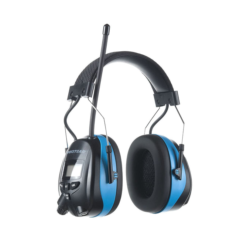  [AUSTRALIA] - PROTEAR Digital AM FM Radio Headphones, 25dB NRR Ear Protection Safety Ear Muffs Light Blue