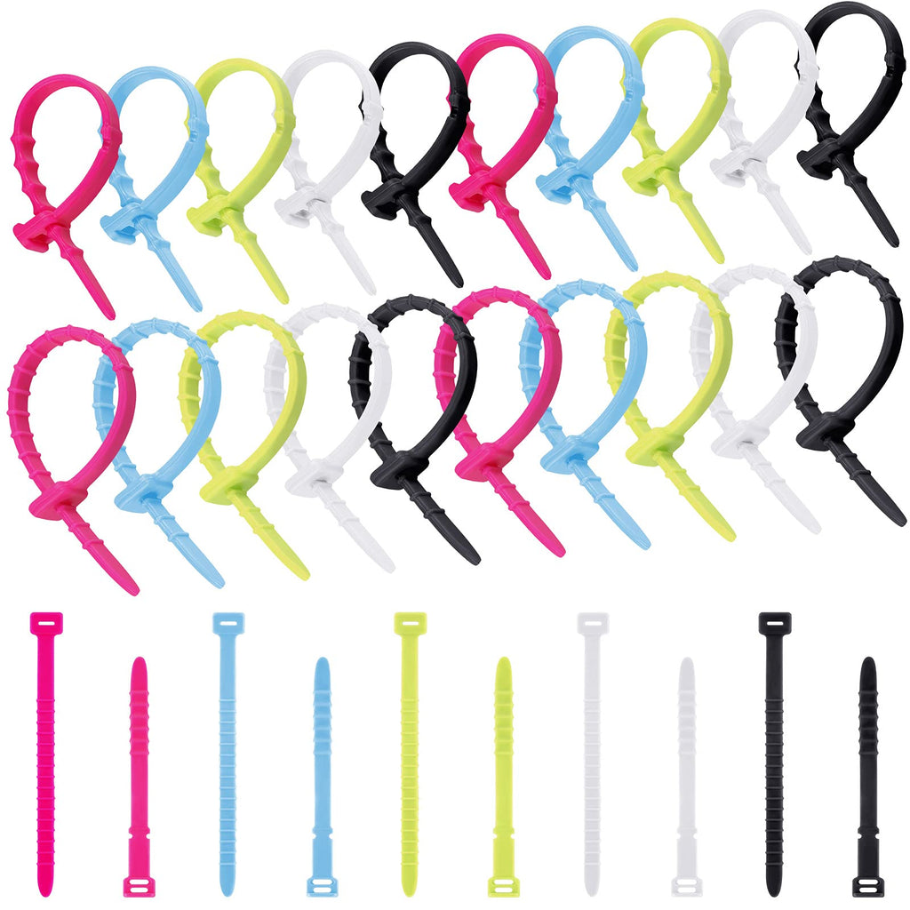  [AUSTRALIA] - 50 Pieces 2 Sizes Reusable Silicone Cable Twist Ties, Bread Tie, Reusable Fastening Rubber Wires Ties, Silicone Management Ties Cord Straps Organizer for Car Home Office (Multi Color) Multi Color