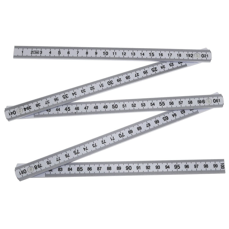 [AUSTRALIA] - ZRM&E 1 Meter 5 Fold Plastic Ruler 5-Parts Fold Up Rulers Carpenter's Ruler Education Meter Measuring Tool, White