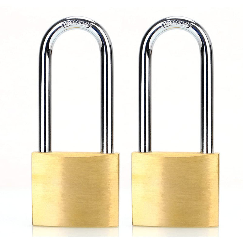  [AUSTRALIA] - ABRAFOX Lock Solid Brass Keyed Different Long Shackle Padlock -（1-9/16 inch 40mm)2pack Long shackle-2pack