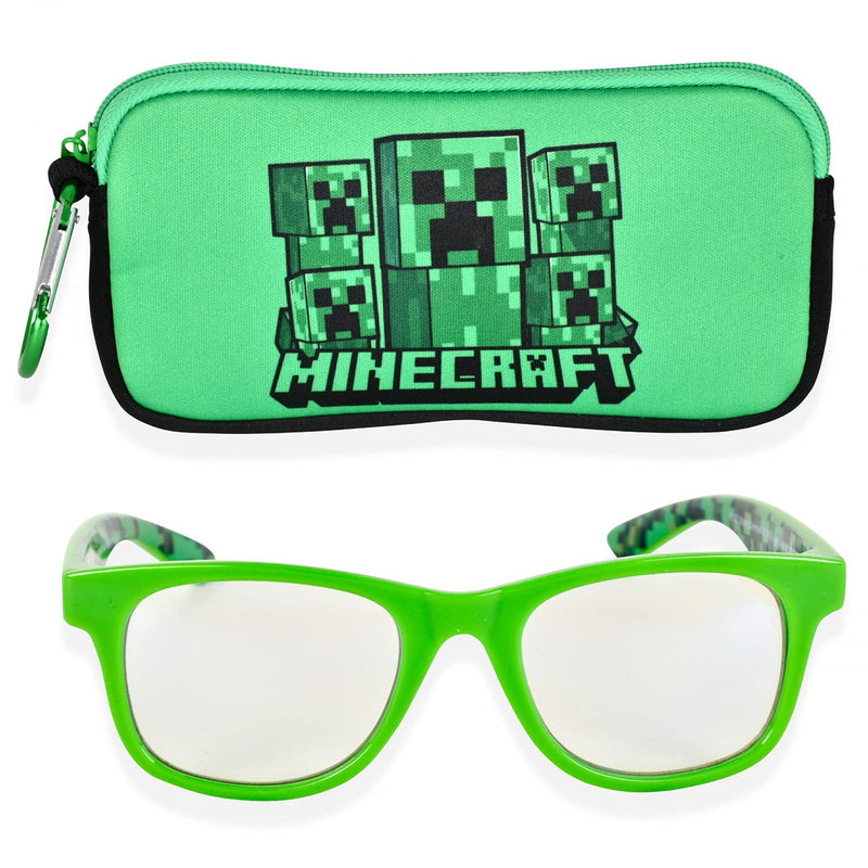 Minecraft Blue Light Blocking Glasses for Kids with Case Boys Computer Video Gaming Glasses Age 2-10 Eyewear Protection (Green/Black) Green/Black - LeoForward Australia