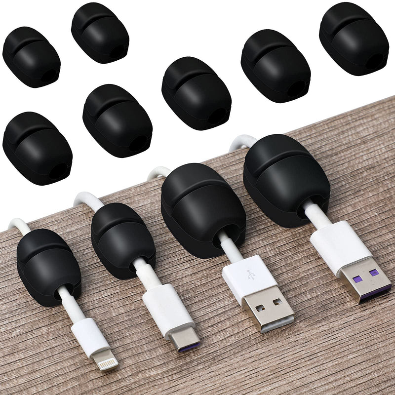  [AUSTRALIA] - Barrel-Shaped Cable Holder Clips Adhesive Desk Cord Organizer Silicone Wire Tidy Holder Cable Management Clips for Desktop Home Office Car, 2 Sizes, Black