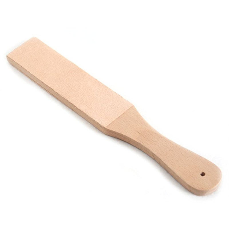 [AUSTRALIA] - 1 Piece Beech Wood Leather Stropping Tool Double Sided Leather Sharpening Board with Handle