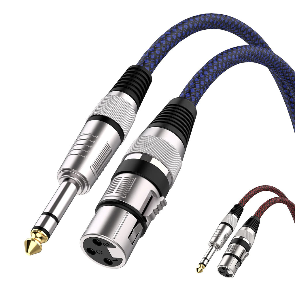  [AUSTRALIA] - XLR Female to 1/4 Inch Cable 6ft 2Pack, FURUI Nylon Braided Microphone Cable 6.35mm TRS to XLR Female Balanced Cable Compatible with Shotgun Microphone, Recording Studios and More 6Feet-2Pack