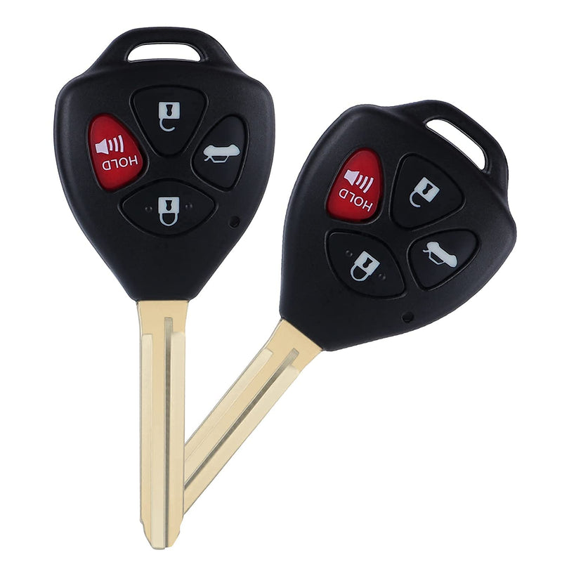  [AUSTRALIA] - Car Remote Control Replacement Key Fob for Toyota Camry 2007-2011/Corolla 2009-2010 Keyless Entry Uncut Key Blade FCC ID: HYQ12BBY 4D67 Chip (Pack of 2)