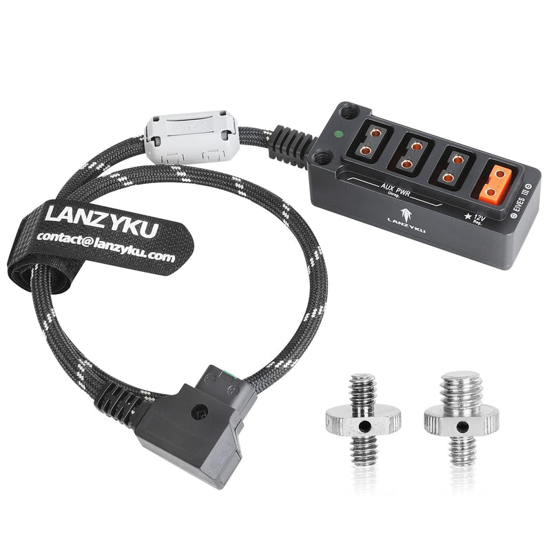 [AUSTRALIA] - 12V Regulated Surge Protection Metal P-Tap D-Tap Splitter for ARRI|RED|Sony|Teradek |Smallhd|DJI|TILTA |SmallRig|V-Mount|Gold-Mount, 1/4"-20 Screw Threads-Braided Kevlar Cable 17.7 inches