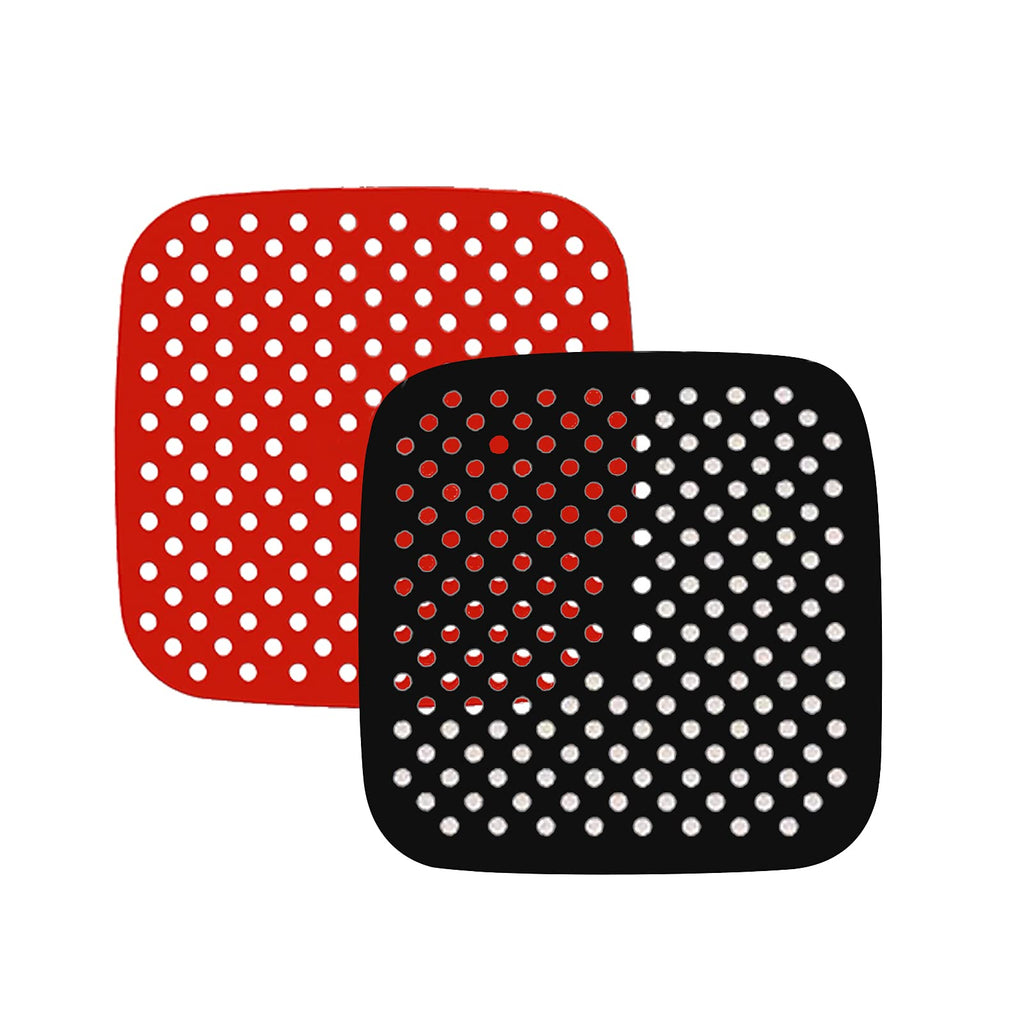  [AUSTRALIA] - ZEPELOFFY 2 Pack 8.5 Inch Square Air Fryer Liners, Reusable Food-Grade Silicone Mat, Non-stick Heat Resistant Air Fryer Accessories