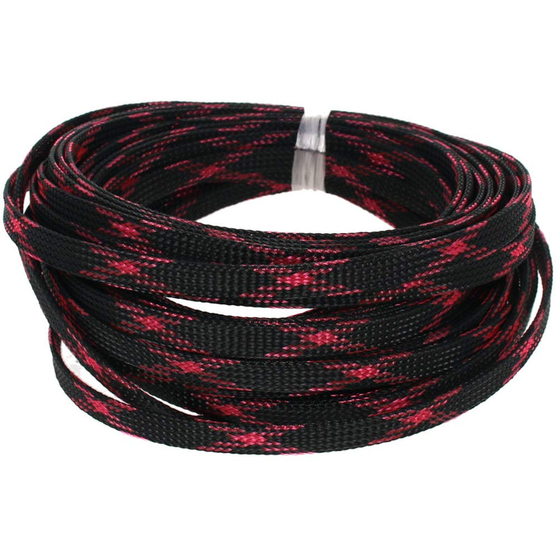  [AUSTRALIA] - Bettomshin PET Expandable Braided Sleeving 8mm Width 32.8Ft Length Braided Cable Wire Sleeve for TV Computer Office Home Entertainment DIY Adjustable Black Pink 1pcs