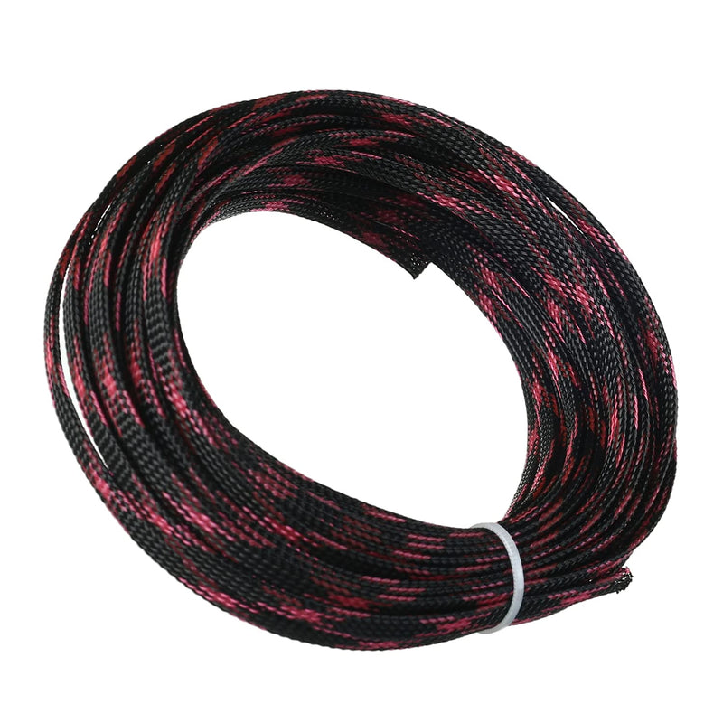  [AUSTRALIA] - Bettomshin PET Expandable Braided Sleeving 6mm Width 32.8Ft Length Braided Cable Wire Sleeve for TV Computer Office Home Entertainment DIY Adjustable Black Pink 1pcs
