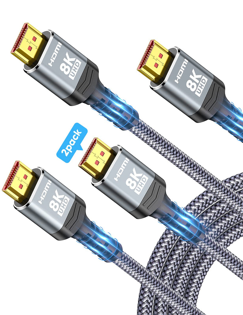  [AUSTRALIA] - Ultra High Speed 48Gbps 8K HDMI Cable 3.3FT/1M 2-Pack, Highwings HDMI 2.1 Braided Nylon Cord-4K120 144Hz 8K60Hz RTX 3090 eARC HDR10 4:4:4 HDCP 2.2&2.3 Dolby Compatible for PS5, PS4, UHD TV and PC 3.3feet