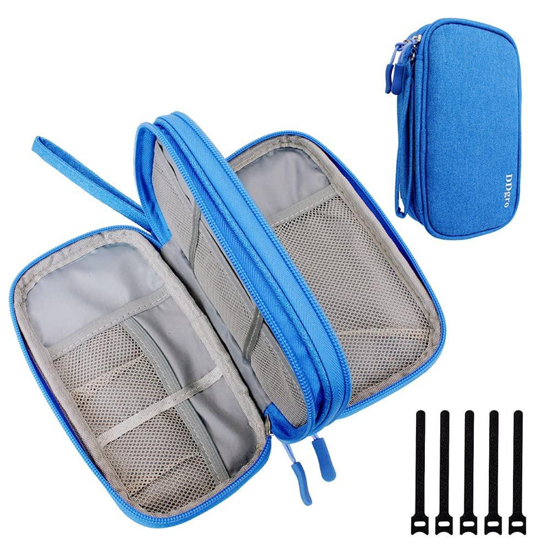  [AUSTRALIA] - DDgro Electronics Travel Organizer, Small Accessories Pouch Bag for Keeping Power Cord/Charger/Cables/Wireless Mouse/Kid’s Pens Organized (Small, Azure Blue)